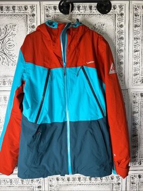 Men’s Colorblock Waterproof Jacket - Red & Teal Decathlon